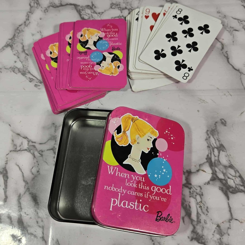 Barbie Playing Cards in‎ Tin Box Mattel 2008 Complete Deck Collectible
